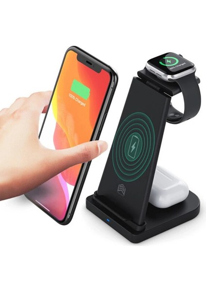Ally 15W 3in1 Şarj Standı Wireless Kablosuz Şarj Iphone+Iwatch+Airpods YM-UD21-(1 - KT8446-9780 fiyatları