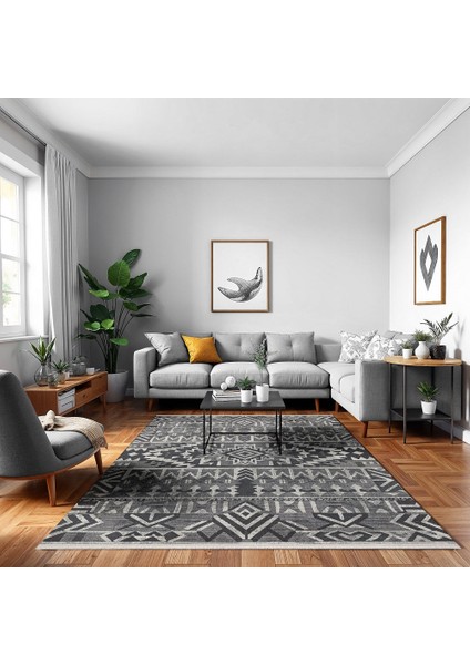 Geometrik Siyah Pamuk Dikdörtgen Modern Desenli Pamuk Makinada Yıkanabilir Hav Toz Vermez Leke Tutmayan Kaymaz Taban Dijital Makine Baskı Salon Yolluk Mutfak Halı fiyatları