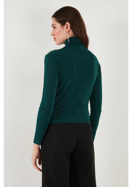 Streç Büzgü Detaylı Slim Fit Dik Yaka Bluz Bayan Bluz 669925