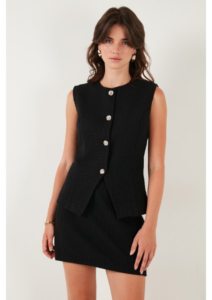 Pamuk ve Yün Karışımlı Slim Fit Bisiklet Yaka Tüvit Yelek Bayan Yelek 611YE00059 indirimleri