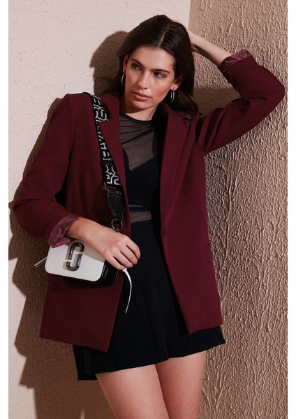 Standart Fit Mono Yaka Desenli Astar Detaylı Blazer Ceket Bayan Ceket 6524003 fiyatları