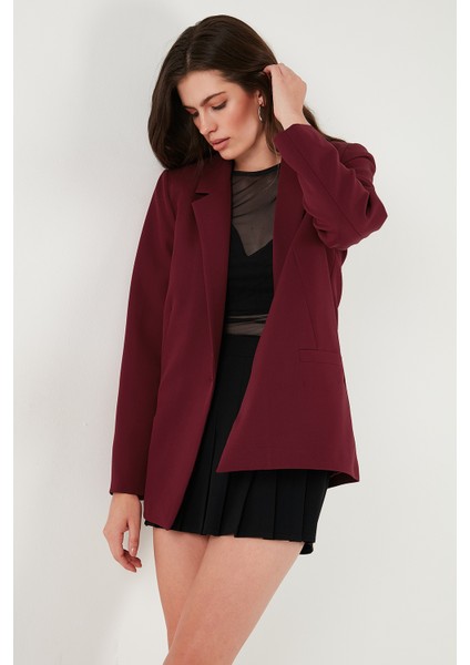 Standart Fit Mono Yaka Desenli Astar Detaylı Blazer Ceket Bayan Ceket 6524003 modelleri