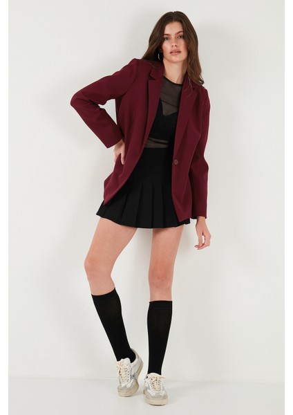 Standart Fit Mono Yaka Desenli Astar Detaylı Blazer Ceket Bayan Ceket 6524003 fırsatları