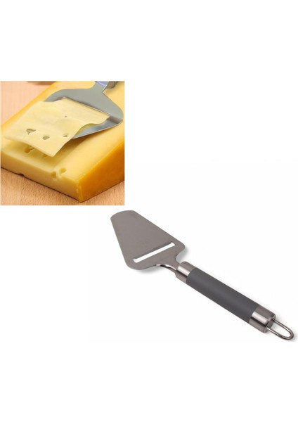 Paslanmaz Çelik Silikon Saplı Peynir Spatulası | Silikon Saplı Peynir Rendesi - Şık ve Fonksiyonel Sunum Aracı