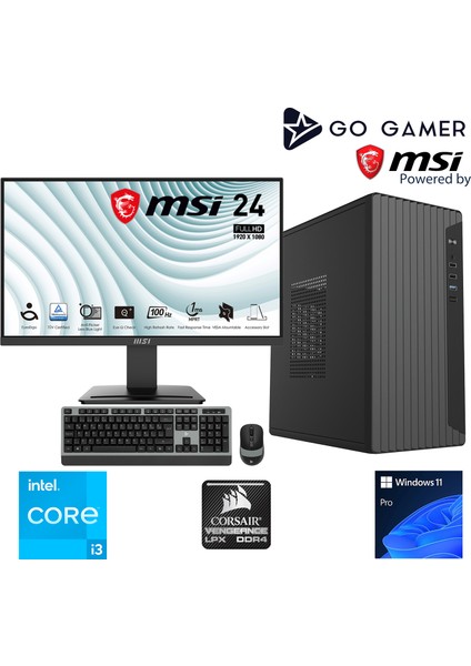 S75D Intel Core I3 13100F 32GB 1tb SSD RX550 Msı 24" / Windows 11 Pro Masaüstü Bilgisayar
