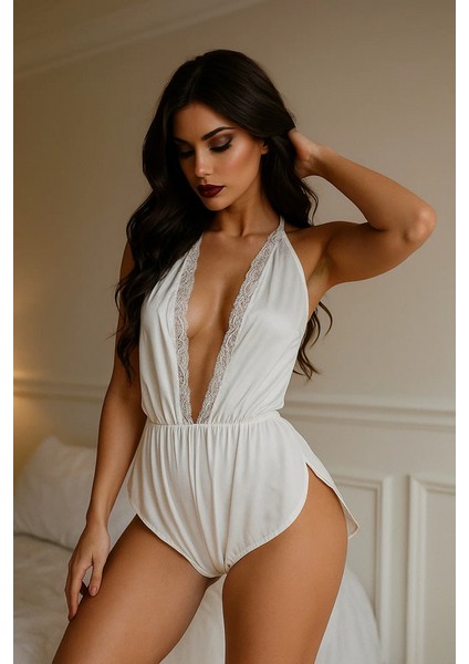 Dantelli Derin V Dekolteli Body V2905 fırsatları