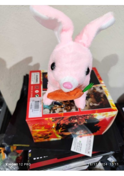 Luxury Elektronik Pilli Sesli Zıplayan Hareketli Havuçlu Peluş Tavşan 18X17 cm Kaliteli Ürün 1 Adet indirimleri