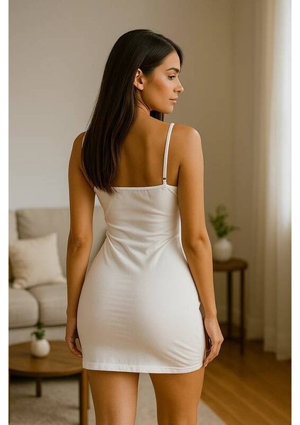 Sade Şıklık Askılı Mini Elbise V9404