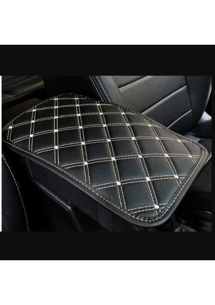 Kol Dayama Örtüsü Kare Siyah Deri Gümüş Desen