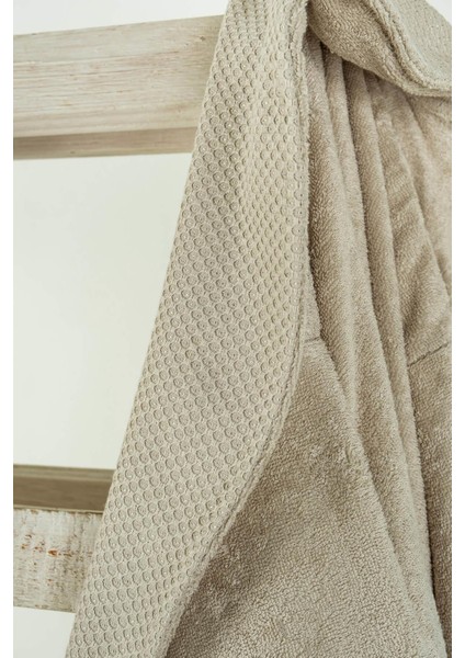 6 Parça Lena Bambu 3 Boyutlu Nakışlı Bornoz Seti - Ekru-Keten modelleri