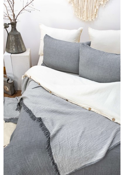 Hb&victory Müslin %100 Pamuk 4 Katlı Antrasit Renk Yatak Örtüsü Tek Kişilik 160X230 Cm. fırsatları