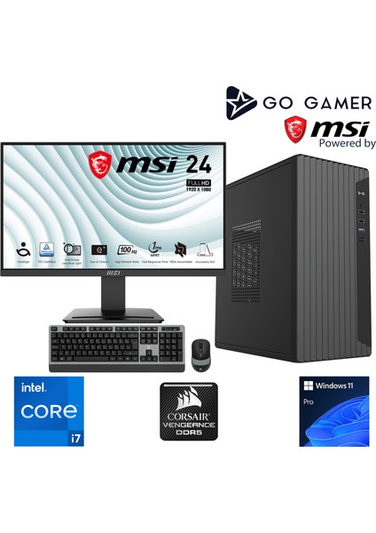 S670D Intel Core I7 14700F / 32GB 5200MHZ Ddr5 / 512GB Nvme SSD / GT730 4gb / Msı 24" 100Hz / Windows 11 Pro Masaüstü Bilgisayar