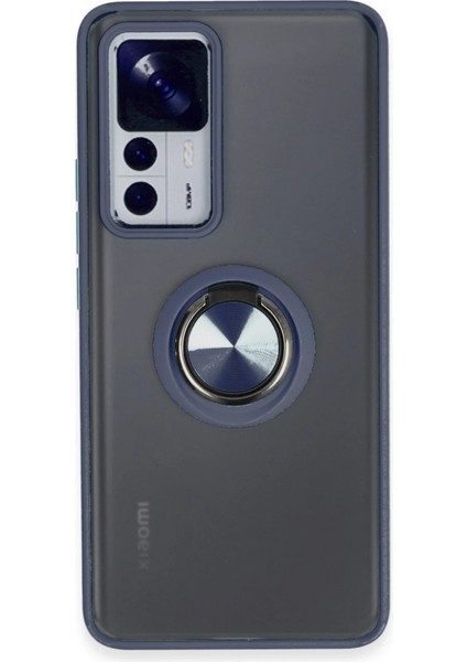 Xiaomi Mi 12T Pro Kılıf Montreal Yüzüklü Silikon Kapak - Lacivert - KT5282-7673