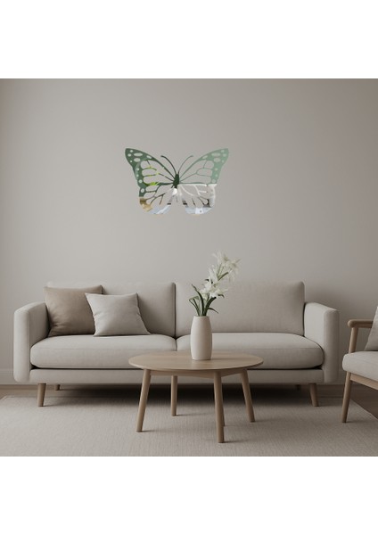 Çift Kelebek Desenli Dekoratif Aynalı Tablo - KT8991-5002