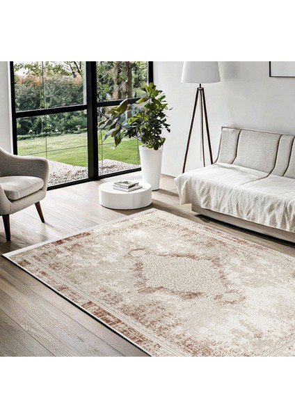 Bej Klasik Etnik Modern Desenli Pamuk Makinada Yıkanabilir Hav Toz Vermez Leke Tutmayan Kaymaz Taban Dijital Makine Baskı Salon Yolluk Mutfak Halı fiyatları