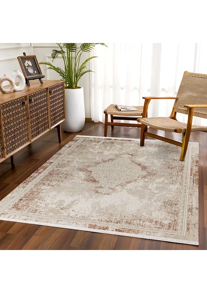 Bej Klasik Etnik Modern Desenli Pamuk Makinada Yıkanabilir Hav Toz Vermez Leke Tutmayan Kaymaz Taban Dijital Makine Baskı Salon Yolluk Mutfak Halı fırsatları