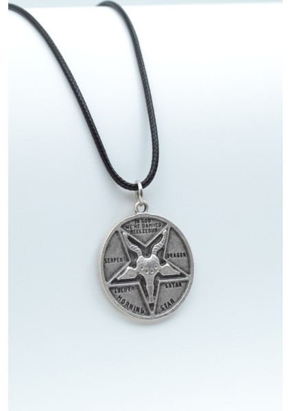 Pagan - Keçi Şeytan - Hz. İsa Gümüş Kaplama Deri İp Kolye fiyatları