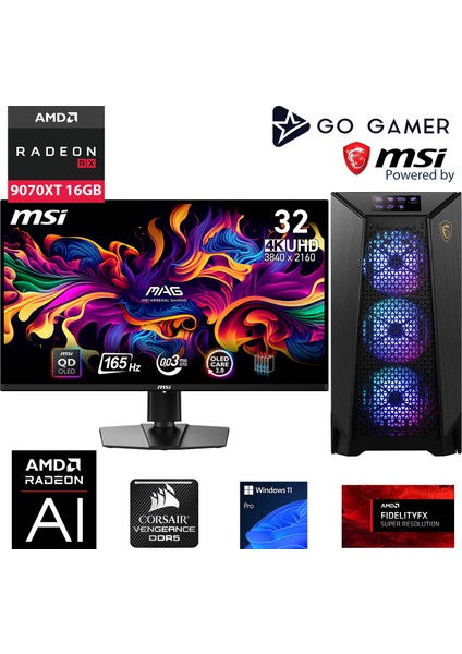 PS49D Intel Core Ultra 9 285K/256GB 5600MHZ Ddr5 Ram/2tb Nvme Gen5 SSD 14000-14700MB-SN/RX 9070 Xt 16GB/360MM Sıvı SOĞUTMA/Z790 Gaming/msı 31.5" OLED 4k/windows 11 Pro Masaüstü Bilgisayar