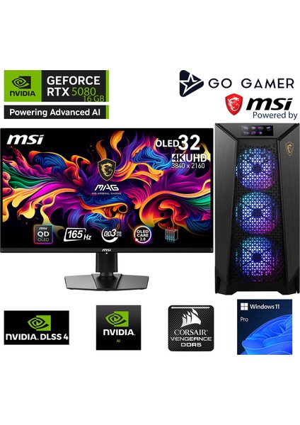 PS41D Intel Core I9 14900KF/256GB 5600MHZ Ddr5 Ram/4tb Nvme Gen5 SSD 14800-14000MB-SN/RTX5080 16GB/360MM Sıvı SOĞUTMA/Z790 Gaming/msı 31.5" OLED 4k/windows 11 Pro Masaüstü Bilgisayar