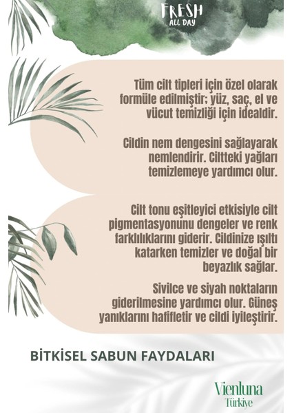 Özel Üretim El Yapımı %100 Doğal Vücut Saç Doğal Ferah Kokulu Cilt Dostu Çay Ağacı Sabunu 3 Adet modelleri