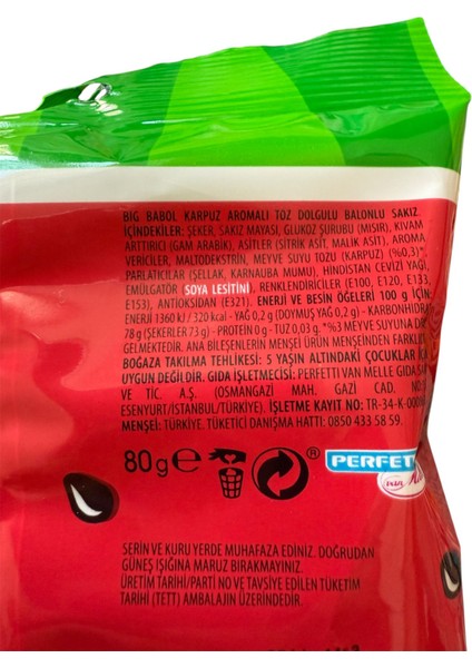 Karpuz Aromalı Toz Dolgulu Balonlu Sakız 80 G. * 15 Adetli modelleri