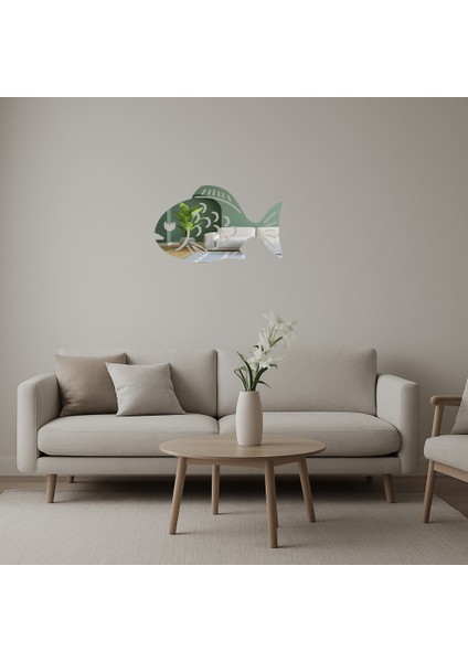 Balık Tasarımlı Dekoratif Duvar Aynalı Tablosu - KT5746-6481