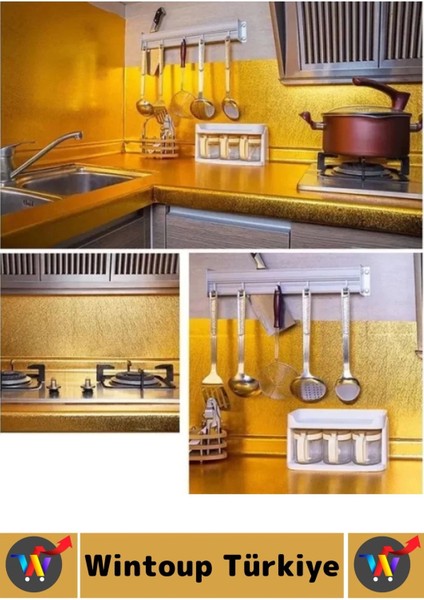 Kolay Temizlenir Yağ Kir Koruyucu Mutfak Tezgah Çekmece Dolap Gold Yapışkanlı Folyo 40 cm x 1 Metre fırsatları
