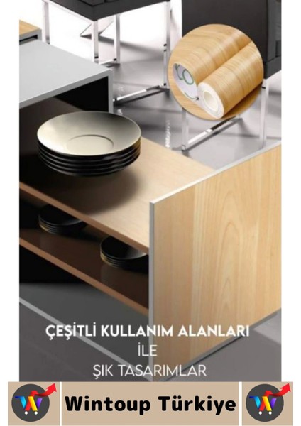 Kolay Temizlenir Su Yağ Neme Dayanıklı Şık Ahşap Görünümlü Kendinden Yapışkanlı Kaplama Kağıdı 5 Mtr modelleri