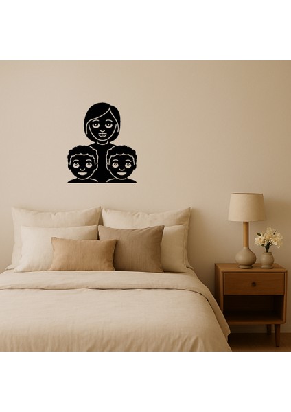 Anne ve Iki Erkek Çocuk Emoji Aile Dekoratif Tablo - KT8764-1691