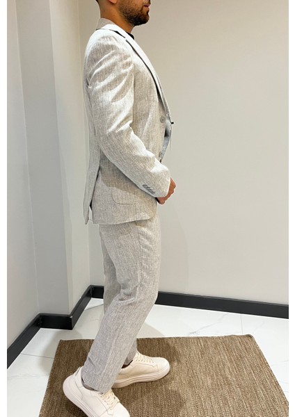 Takım Elbise Keten Jogger Pantolon -Çeket Esnek Yeni Model Yeni Trend Spor Takım modelleri