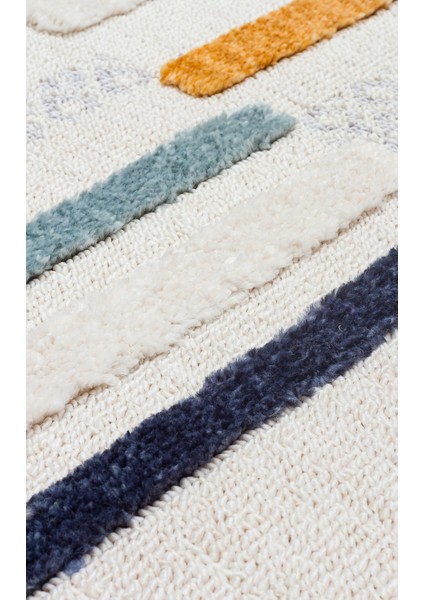 Mellieha Ekru Çizgili Etnik Modern Desenli Hav Vermeyen Leke Tutmayan Kolay Temizlenen Yumuşak Makine Salon Yolluk Mutfak Halı fırsatları