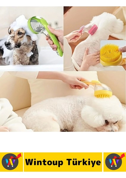 Ergonomik Kedi Köpek Banyo Temizlik Masaj Etkili Zararsız Silikon Sıvı Hazneli Evcil Hayvan Tarağı indirimleri