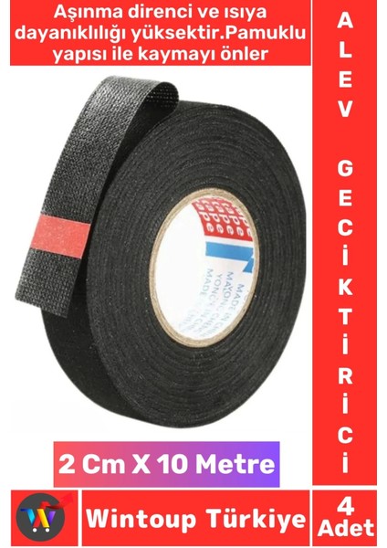Aşınma Dirençli Korozyona Dayanıklı Kaymaz Kalıntı Bırakmaz Alev Geciktirici Bant 2 CMX10 Mtr 4 Adet