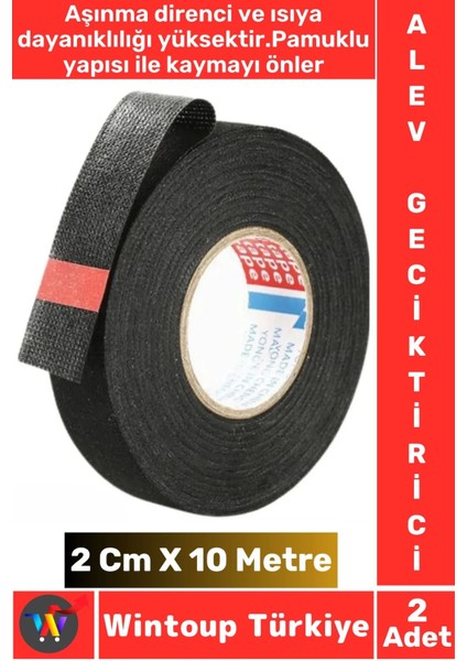 Aşınma Dirençli Korozyona Dayanıklı Kaymaz Kalıntı Bırakmaz Alev Geciktirici Bant 2 CMX10 Mtr 2 Adet