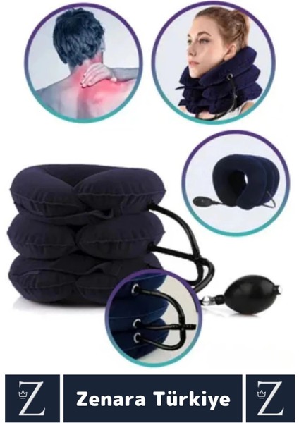 Kompakt Ortopedik Fıtık Araç Seyahat Kamp Ev Ofis Piknik 3 Katlı Şişirilebilir Pompalı Boyun Yastığı fırsatları