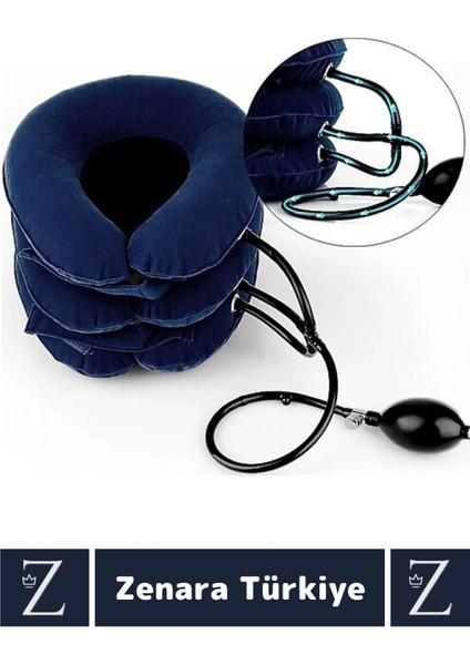 Kompakt Ortopedik Fıtık Araç Seyahat Kamp Ev Ofis Piknik 3 Katlı Şişirilebilir Pompalı Boyun Yastığı indirimleri