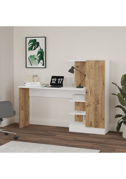 Wose Kitaplıklı Çalışma Masası, Çocuk Çalışma Masası Atlantik Çam Beyaz Wos2-Aw fiyatları