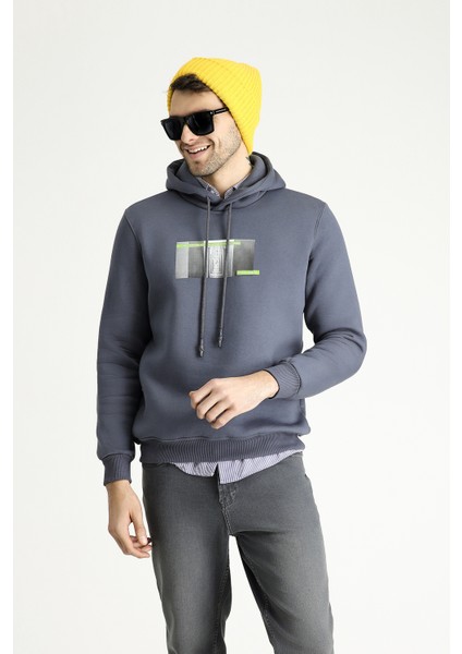 Kapüşonlu Baskılı Pamuklu Sweatshirt