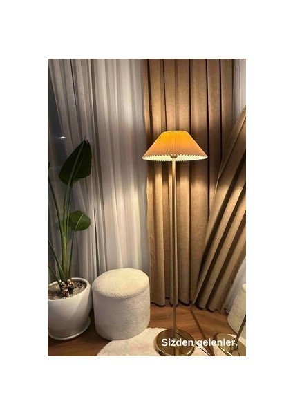 LMD-FR03 Conic Eskime Mat Gold Metal Lambader - Kırma Krem fırsatları