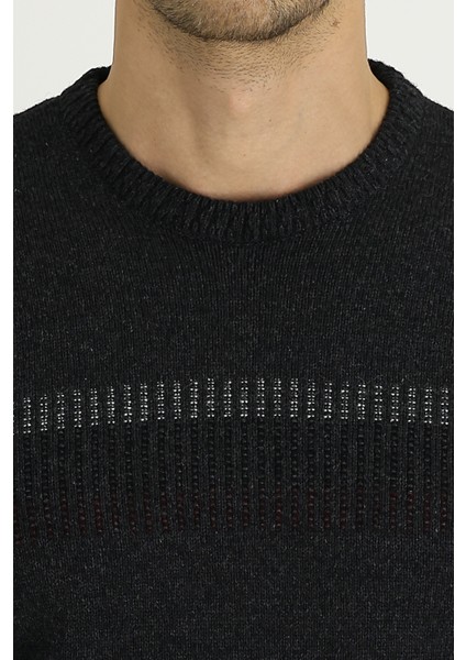 Bisiklet Yaka Regular Fit Yünlü Desenli Triko Kazak fırsatları