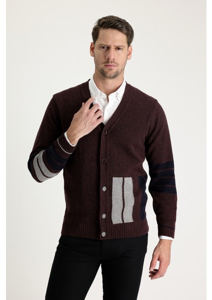 Yünlü Desenli Triko Hırka