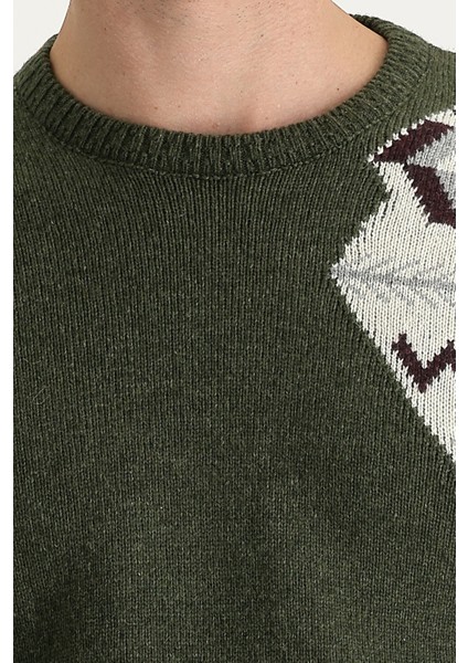 Bisiklet Yaka Desenli Yünlü Slim Fit Dar Kesim Triko Kazak fırsatları