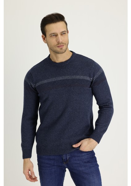 Bisiklet Yaka Regular Fit Yünlü Desenli Triko Kazak fiyatları