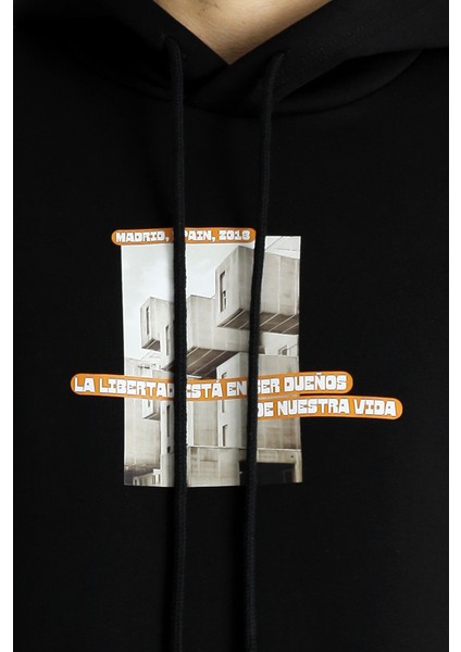 Kapüşonlu İçi Polarlı Baskılı Pamuklu Sweatshirt indirimleri