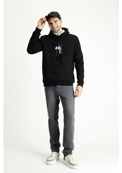 Kapüşonlu Baskılı Pamuklu Sweatshirt fiyatları