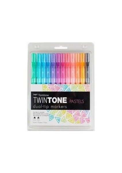 Twin Tone 12 Parça Pastel Tonlar Çift Uçlu Keçeli Kalem Seti - 0.3mm-0.8mm Renkli Desensiz fırsatları