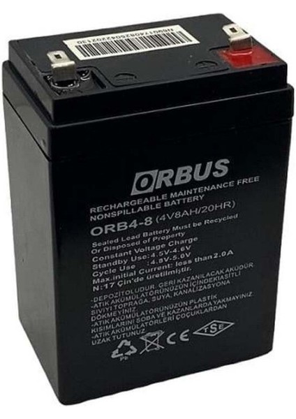 Umut Bilişim Teknolojileri _ El Feneri/terazi/kantar/baskül/ışıldak/ Aküsü Yeni Üretim 4V 8AH - 4 Volt 8 Amper Akü 4V 8AMPER Güç.