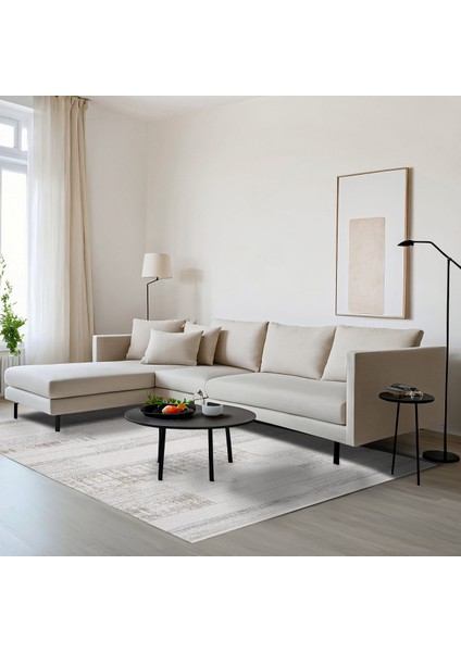 Bej Çizgili Etnik Modern Desenli Pamuk Makinada Yıkanabilir Hav Toz Vermez Leke Tutmayan Kaymaz Taban Dijital Makine Baskı Salon Yolluk Mutfak Halı fırsatları