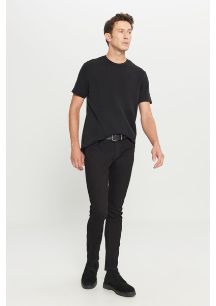 Erkek Siyah Ekstra Slim Fit Dar Kesim Rıss Pamuklu Esnek Denim Jean Kot Pantolon