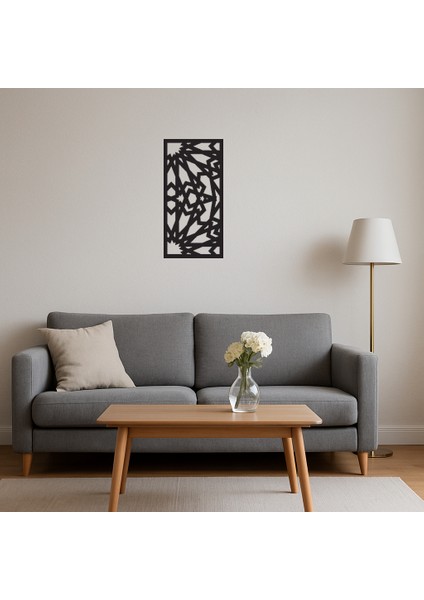 Abstrakt ve Çiçek Desenli Ahşap Dekoratif Tablo - KT4980-3524 fırsatları